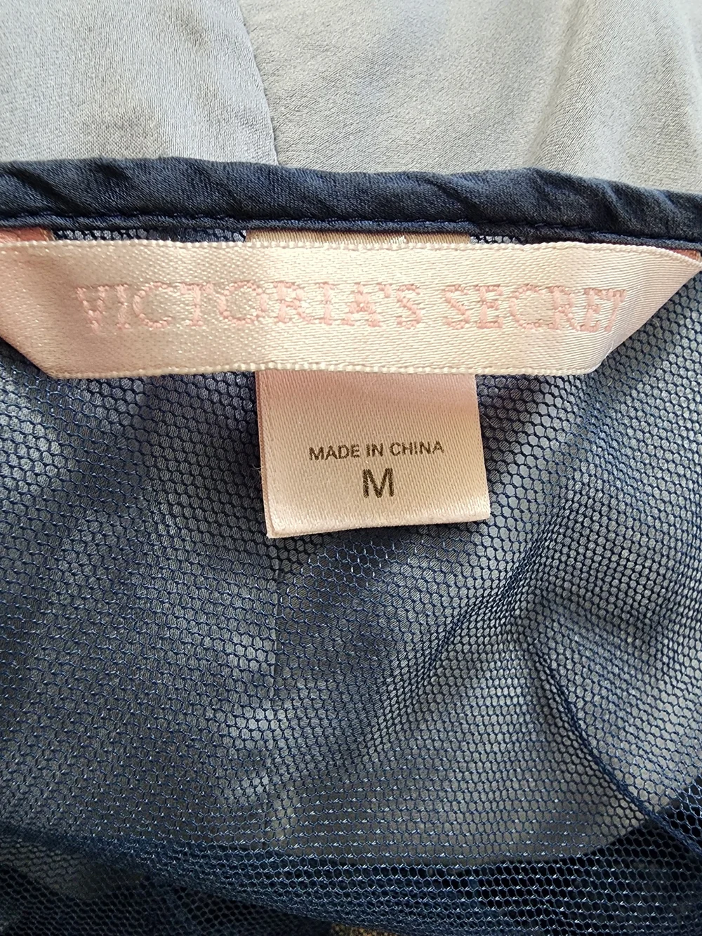 Vintage Victoria's Secret 100% Silk Blue Lace Chemise Slip Nightgown M READ DESC
